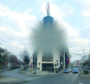 Seheindruck der Kreuzung mit Makula-Degeneration